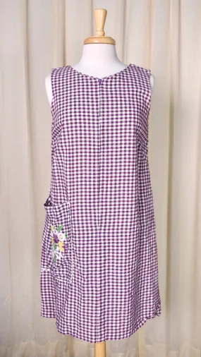 1960s Vintage Purple Gingham House Coat