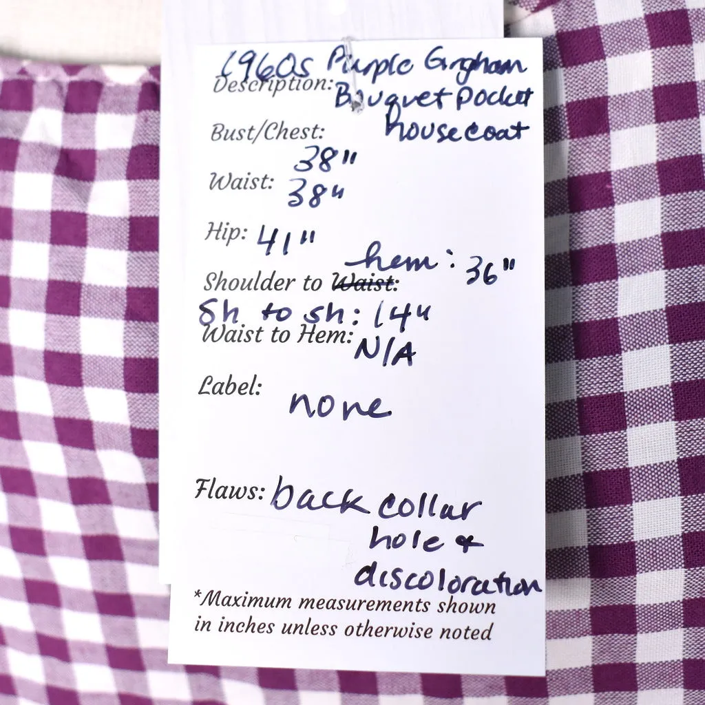 1960s Vintage Purple Gingham House Coat