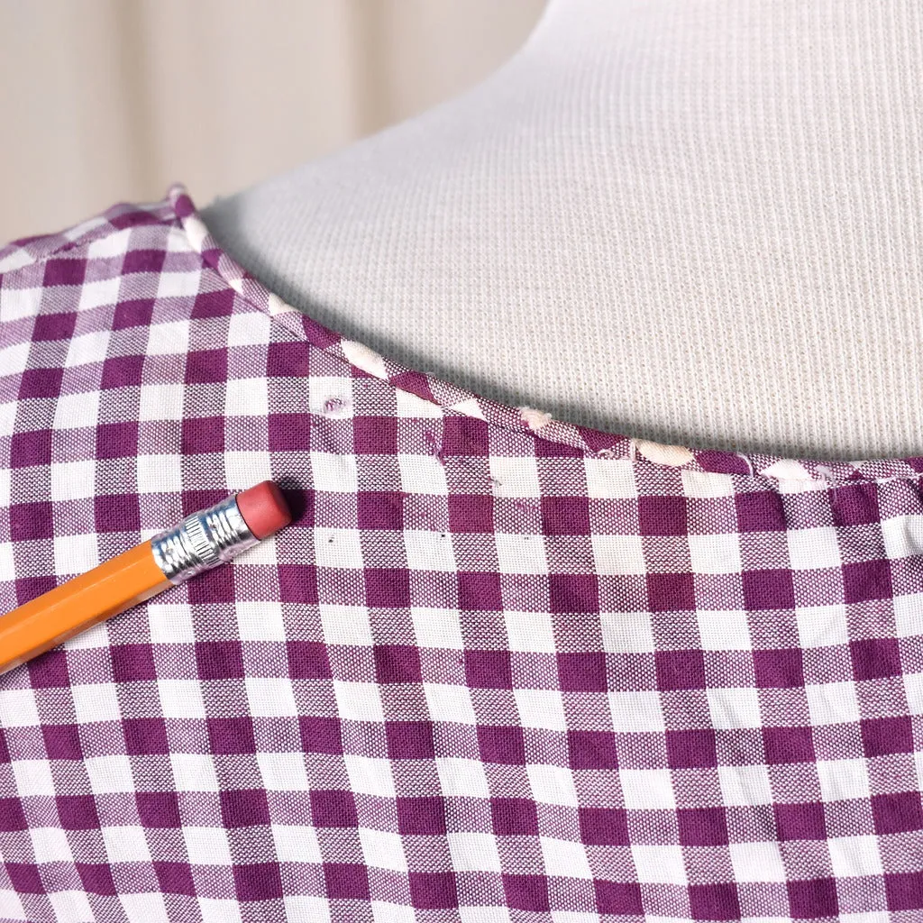 1960s Vintage Purple Gingham House Coat