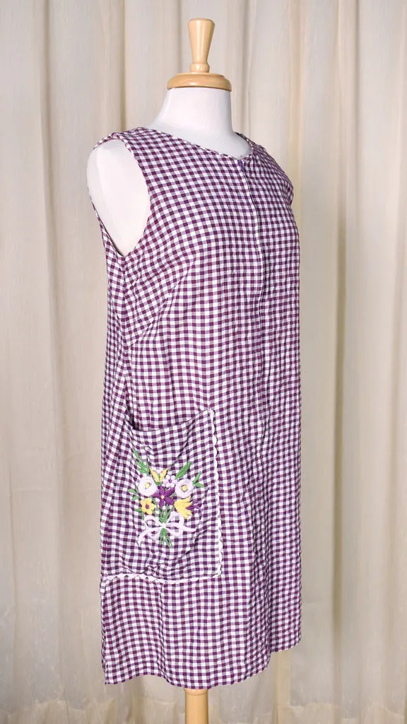 1960s Vintage Purple Gingham House Coat