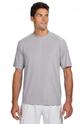 A4 Mens Performance Moisture Wicking Short Sleeve Crewneck T-Shirt - Silver Grey