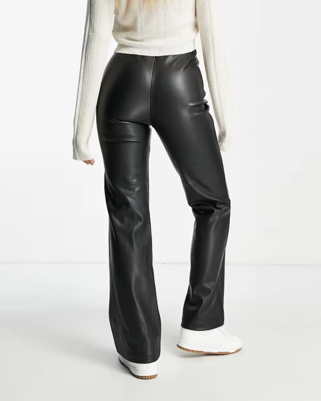 Asos Design Flare Trouser in Faux Leather Look in Black