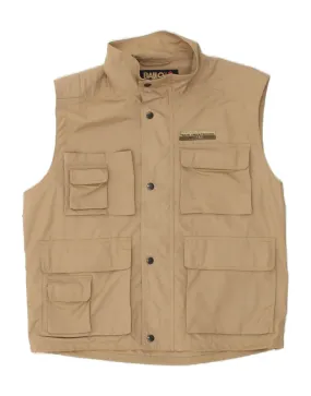 BAILO Mens Loose Fit Utility Gilet UK 36 Small Beige Cotton