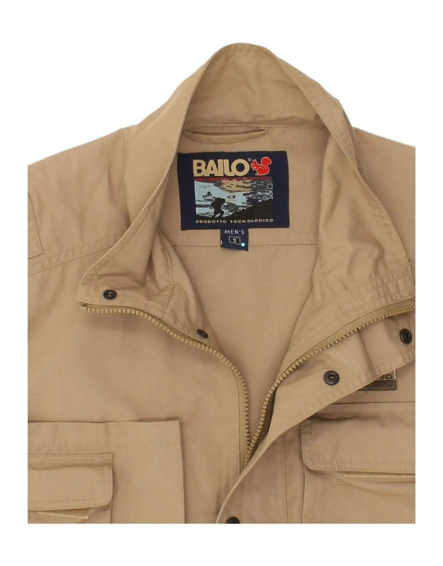 BAILO Mens Loose Fit Utility Gilet UK 36 Small Beige Cotton