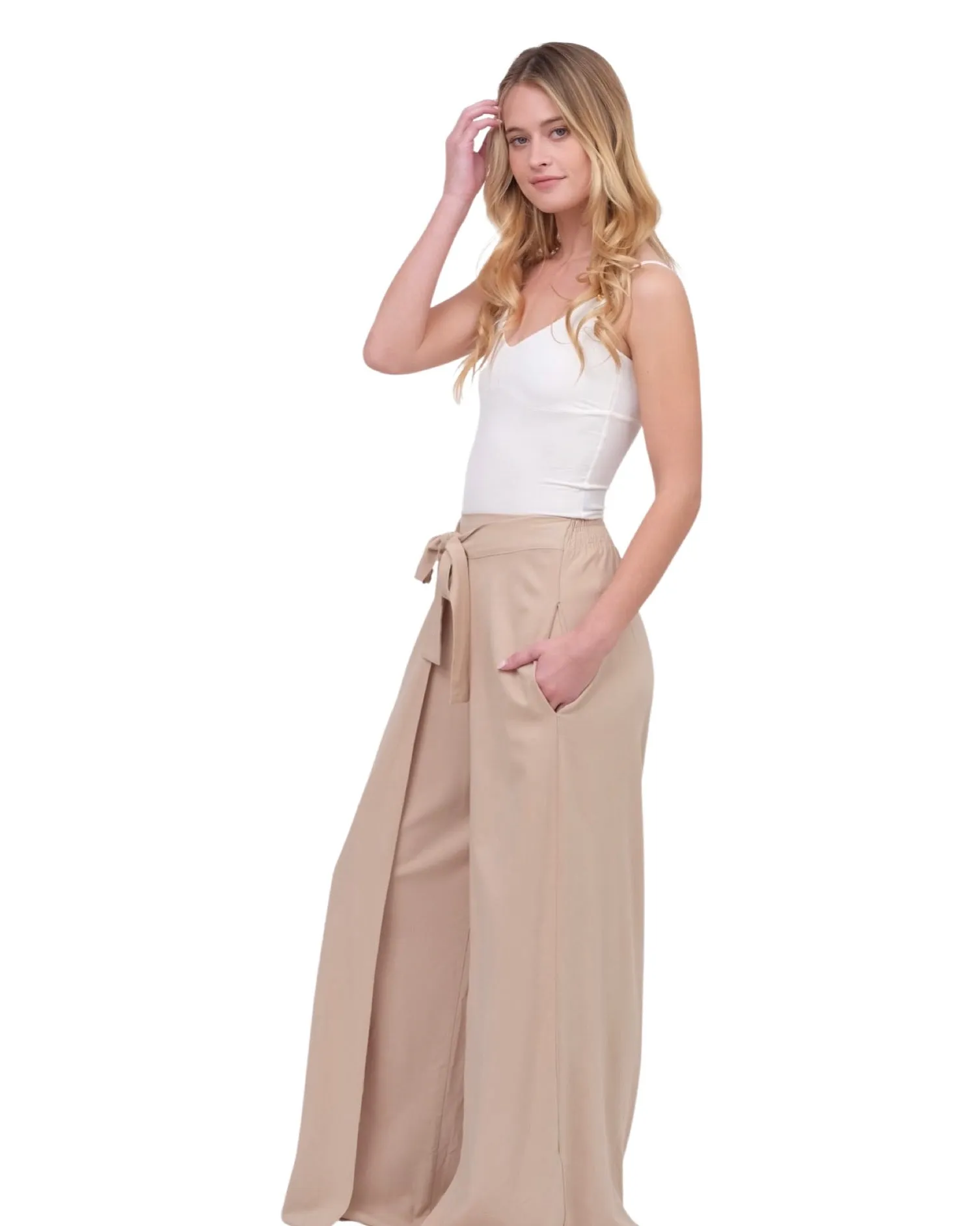 Beige Elka Wide Leg Pant