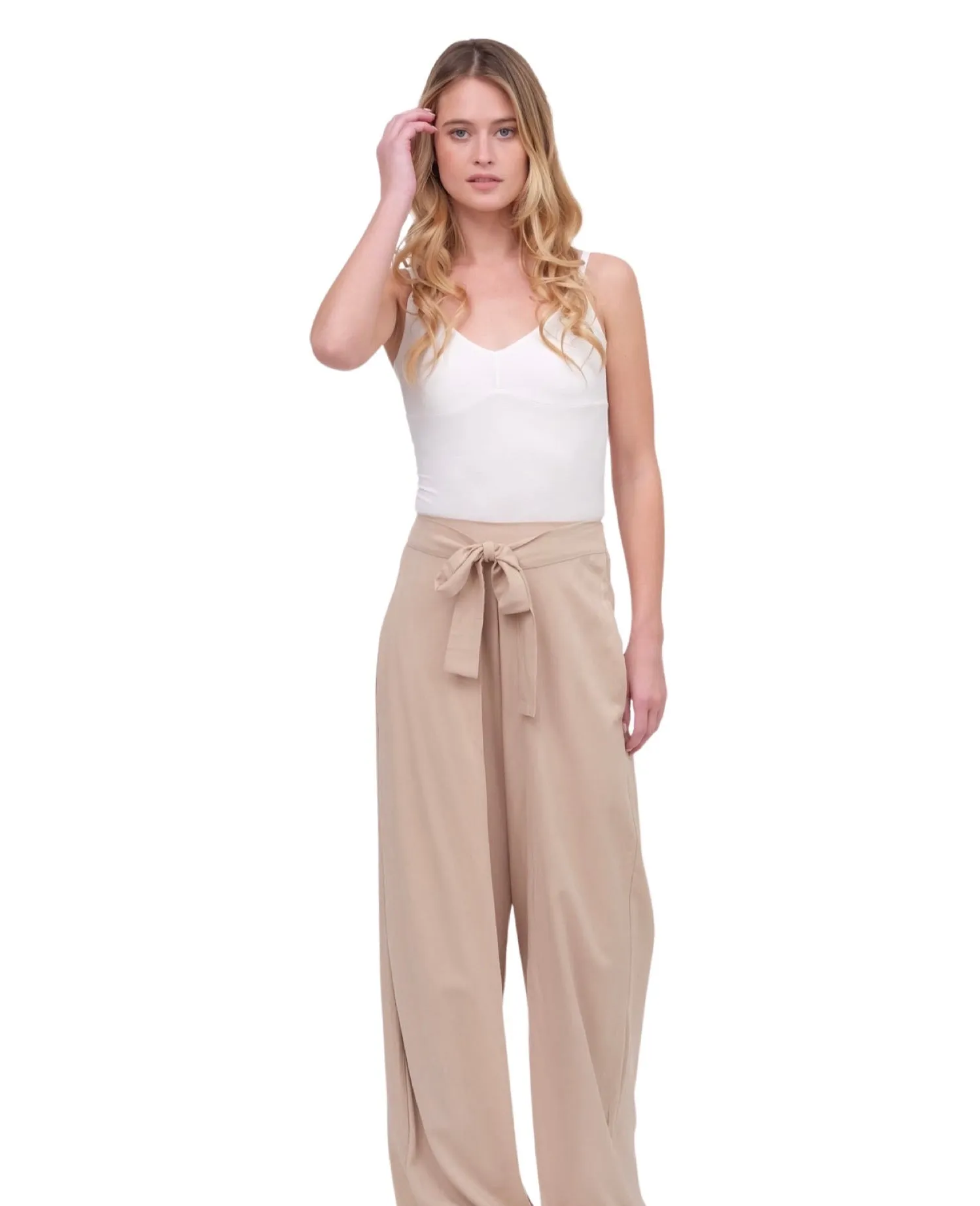 Beige Elka Wide Leg Pant