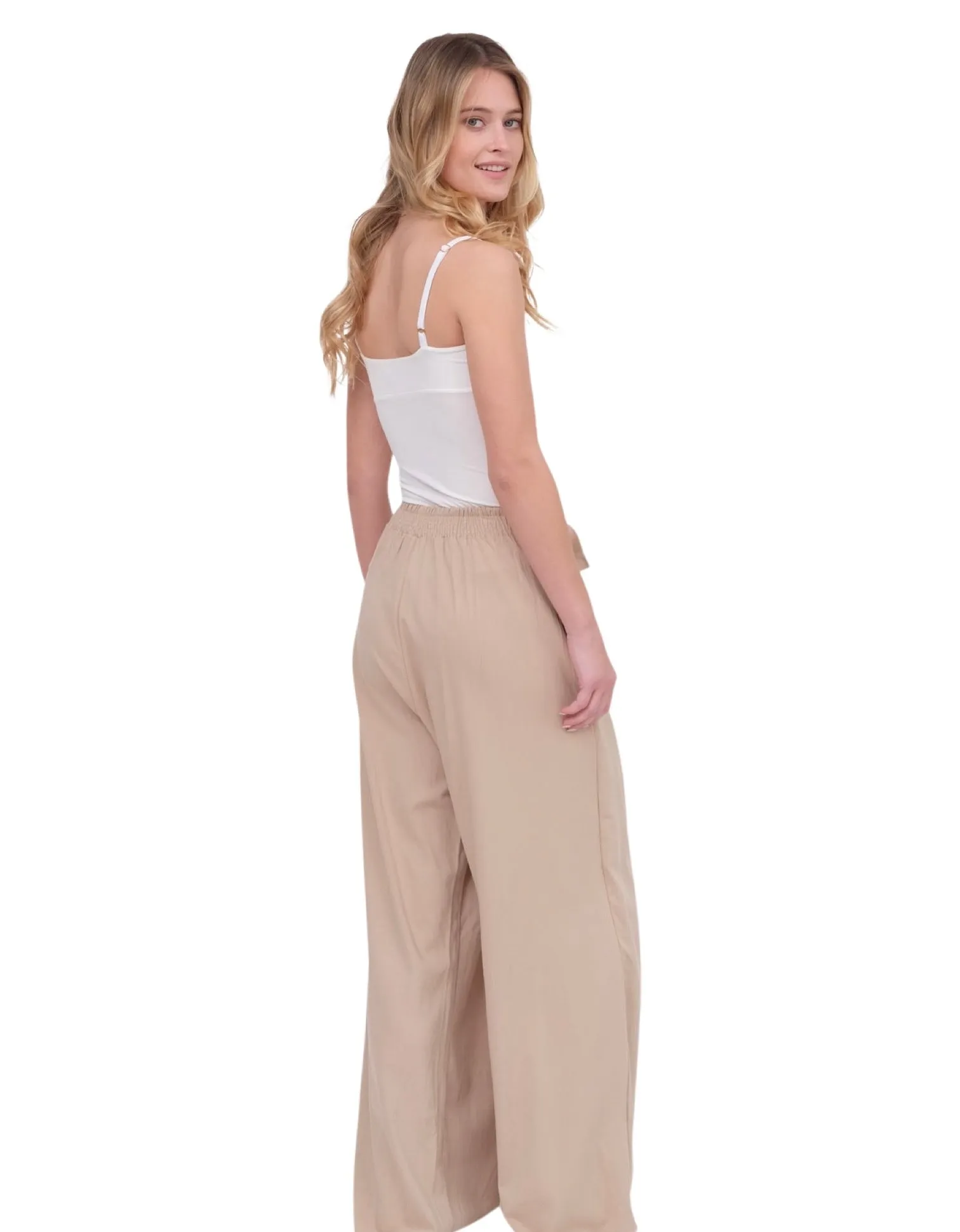 Beige Elka Wide Leg Pant