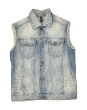 BENETTON Girls Denim Gilet 15-16 Years Blue Tie Dye Cotton