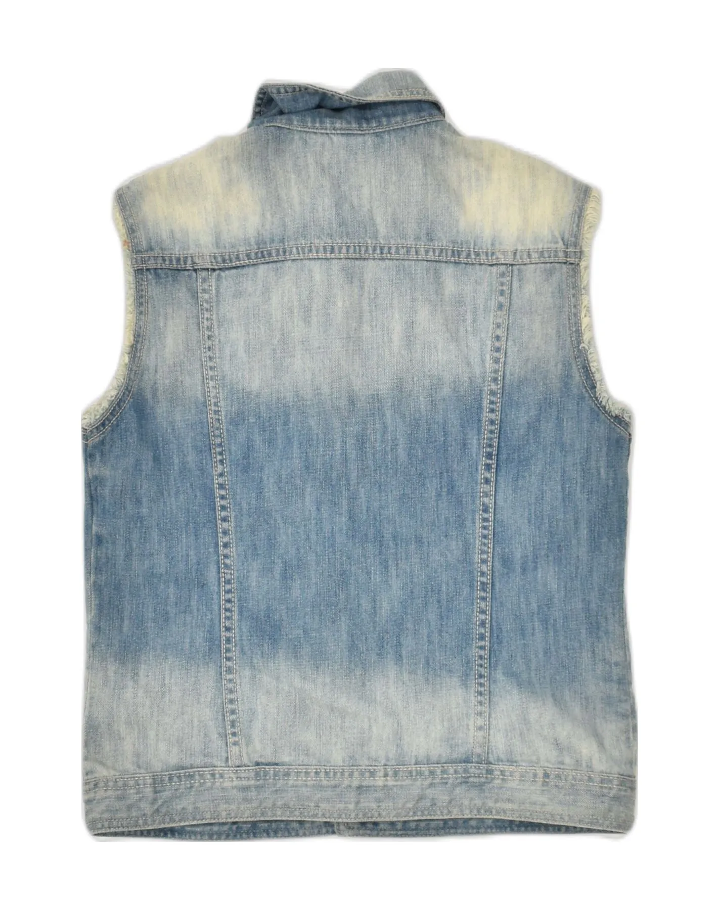 BENETTON Girls Denim Gilet 15-16 Years Blue Tie Dye Cotton