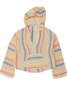 BILLABONG Womens Crop Jumper Sweater UK 14 Medium Multicoloured Striped