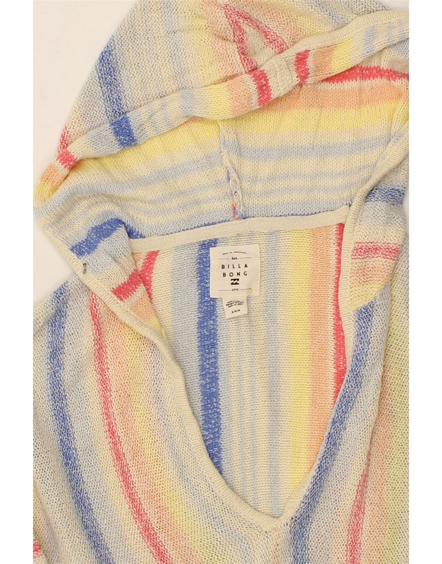 BILLABONG Womens Crop Jumper Sweater UK 14 Medium Multicoloured Striped