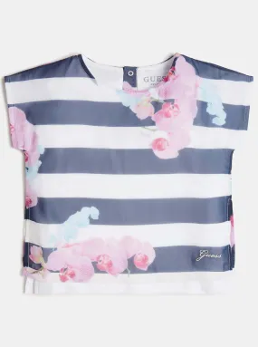 Blue Striped Chiffon T-Shirt (2-7)