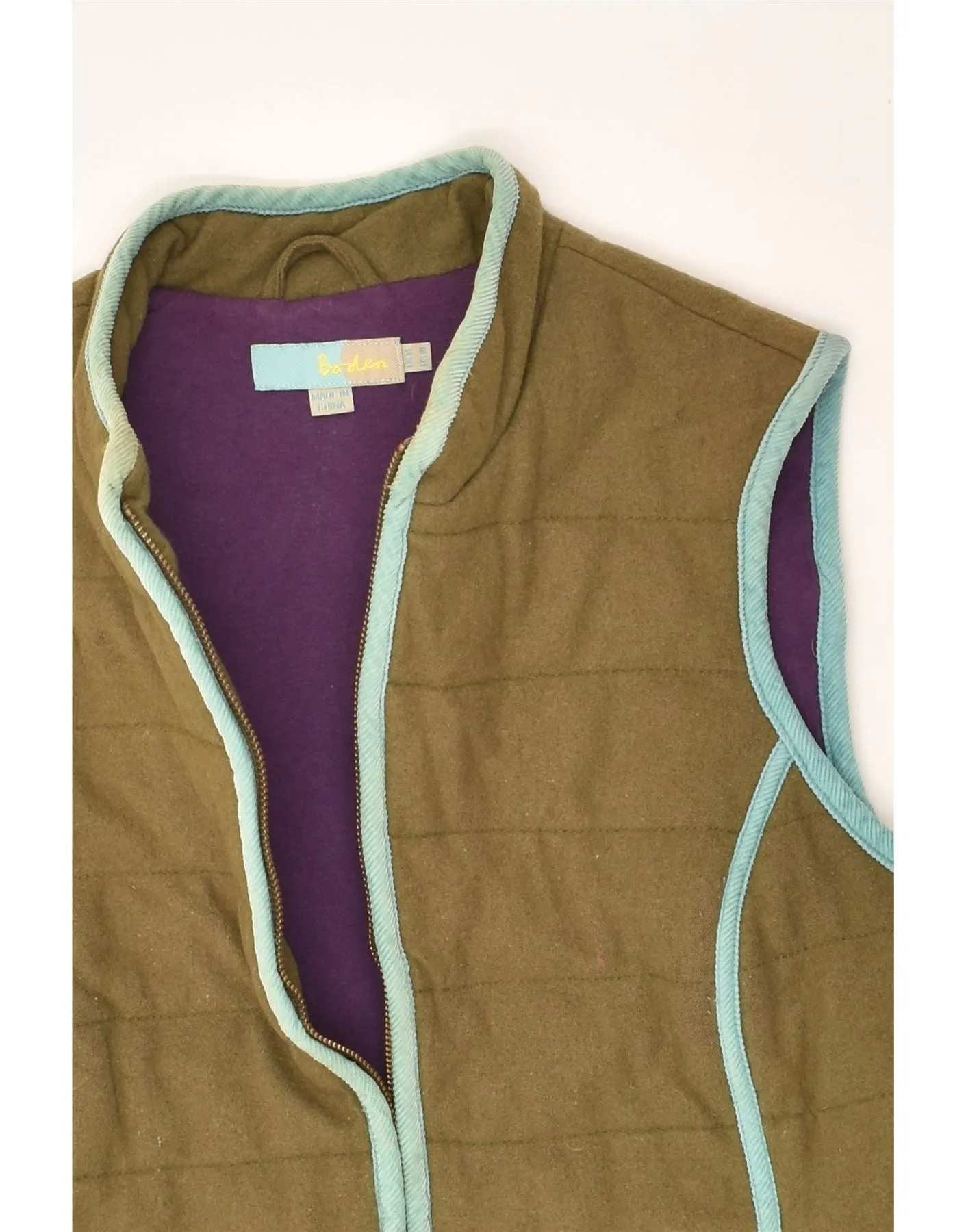 BODEN Womens Gilet UK 14 Large  Khaki Cotton