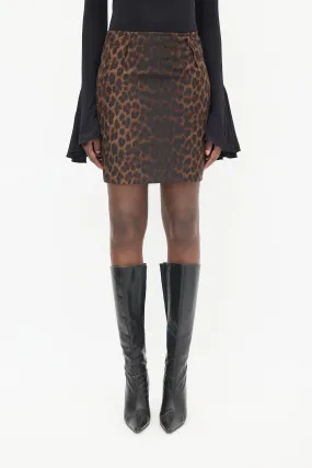 Brown Patterned Midi Skirt