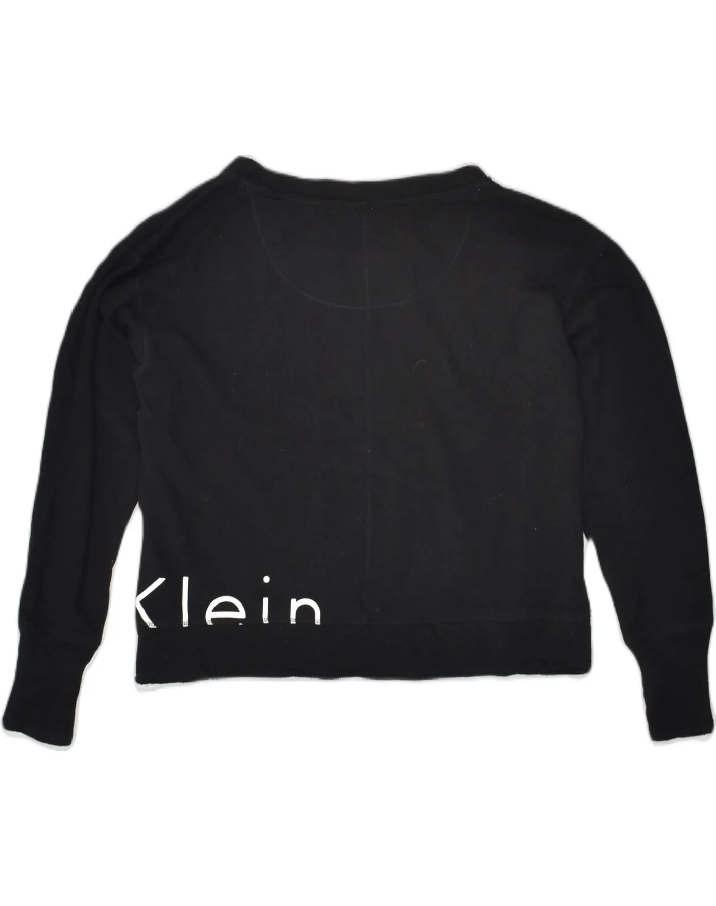 CALVIN KLEIN Womens Crop Sweatshirt Jumper UK 10 Small Black Cotton