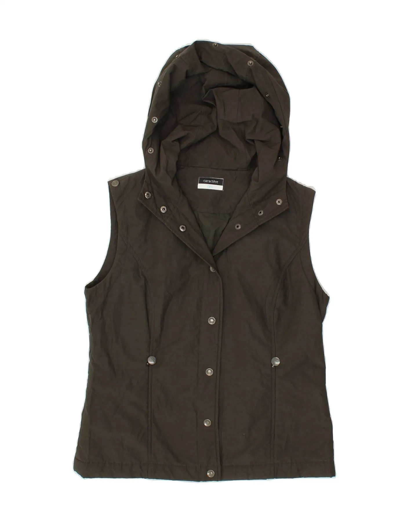 CARACTERE Womens Hooded Gilet IT 44 Medium Brown Cotton