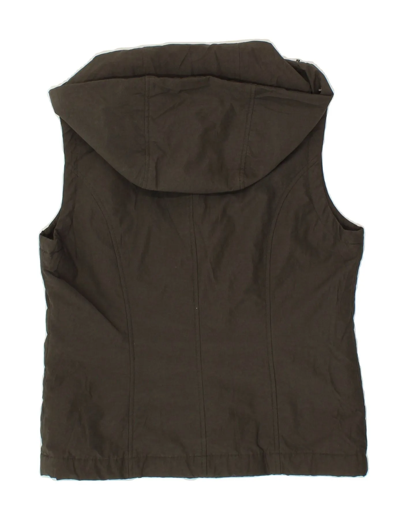 CARACTERE Womens Hooded Gilet IT 44 Medium Brown Cotton