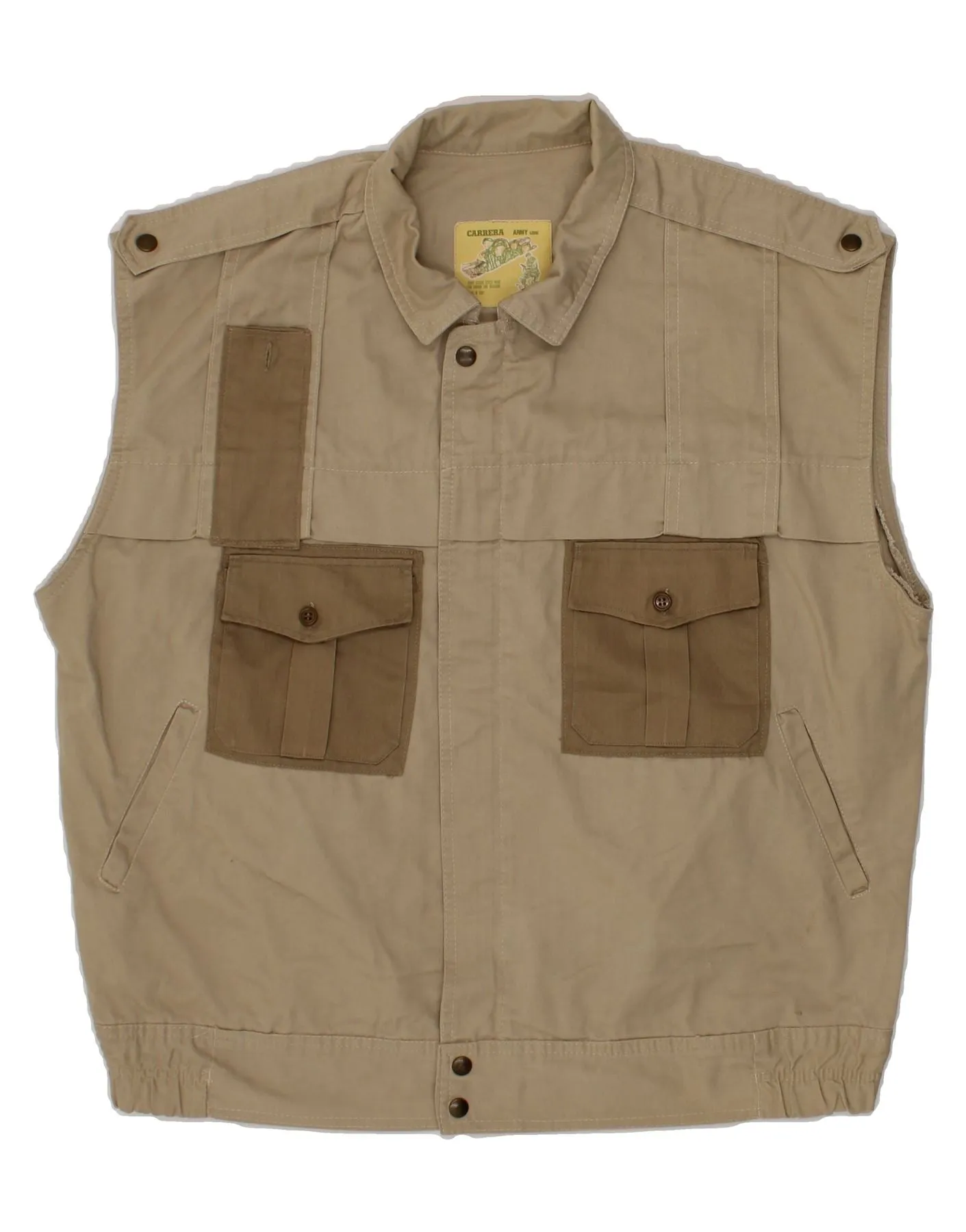 CARRERA Mens Utility Gilet UK 40 Large Beige Cotton