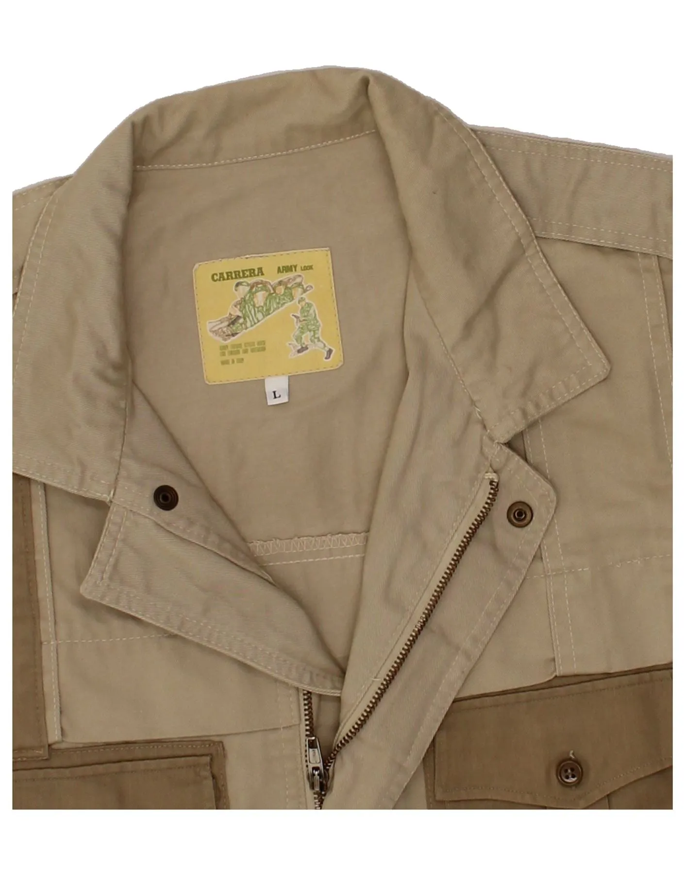 CARRERA Mens Utility Gilet UK 40 Large Beige Cotton