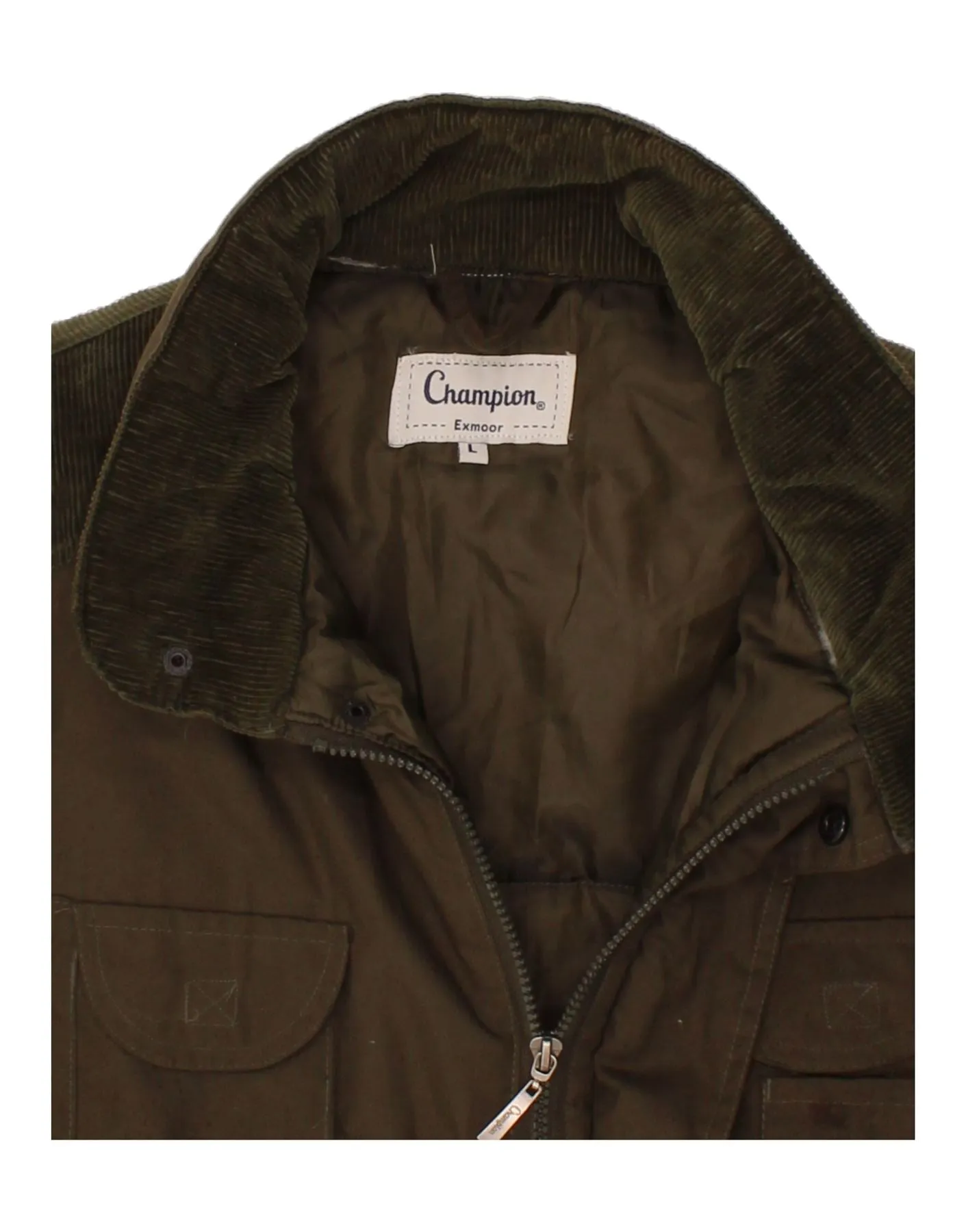CHAMPION Mens Utility Gilet UK 40 Large Khaki Cotton