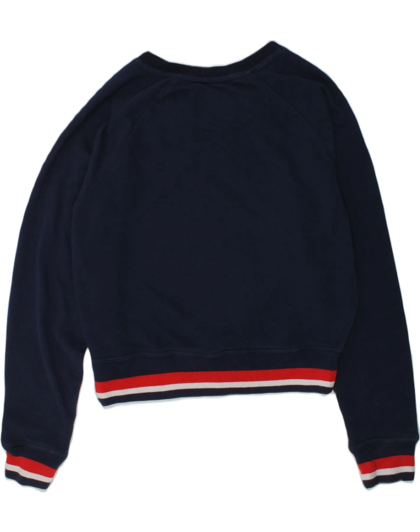 CHAMPION Womens Crop Sweatshirt Jumper UK 10 Small Navy Blue Cotton