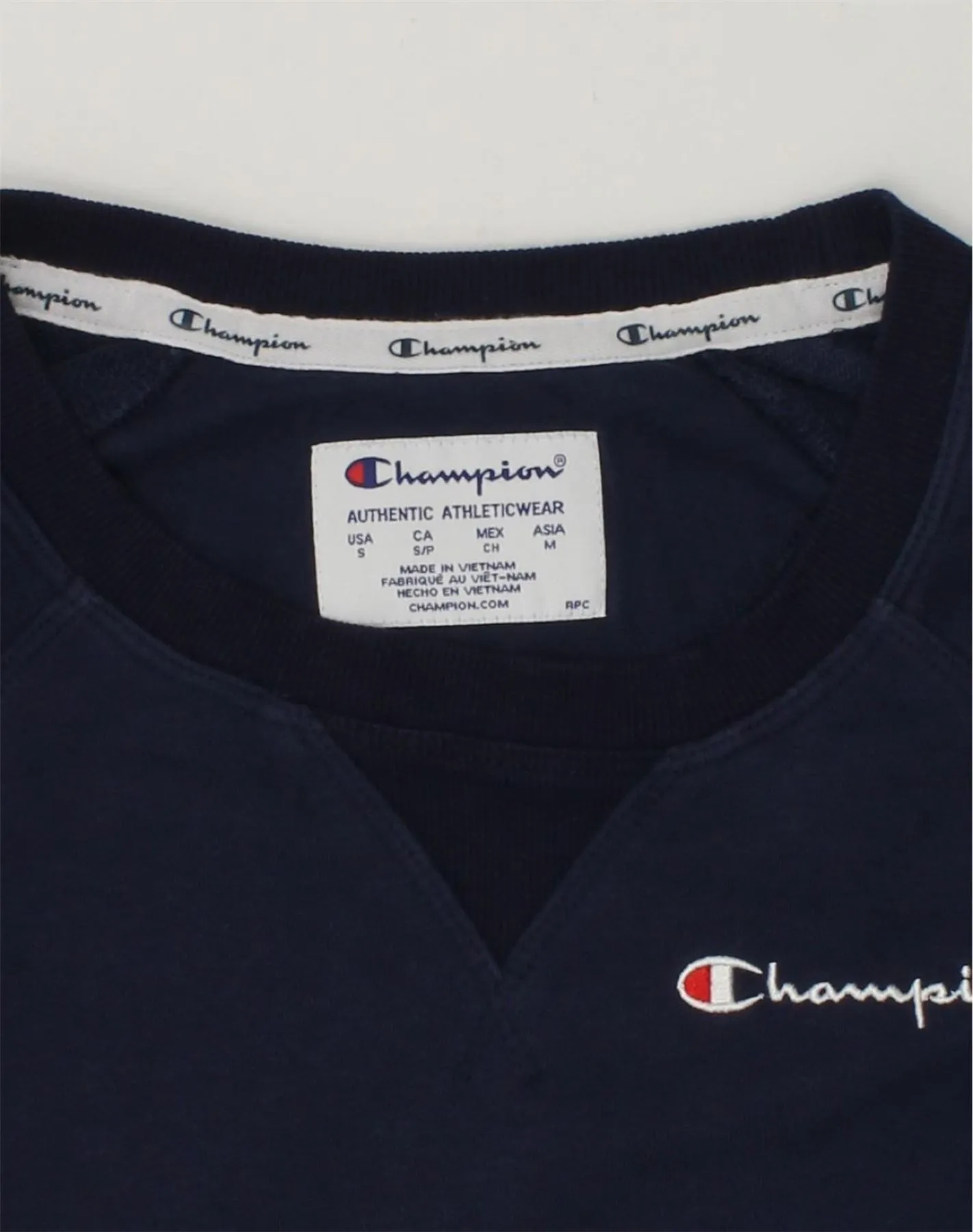 CHAMPION Womens Crop Sweatshirt Jumper UK 10 Small Navy Blue Cotton