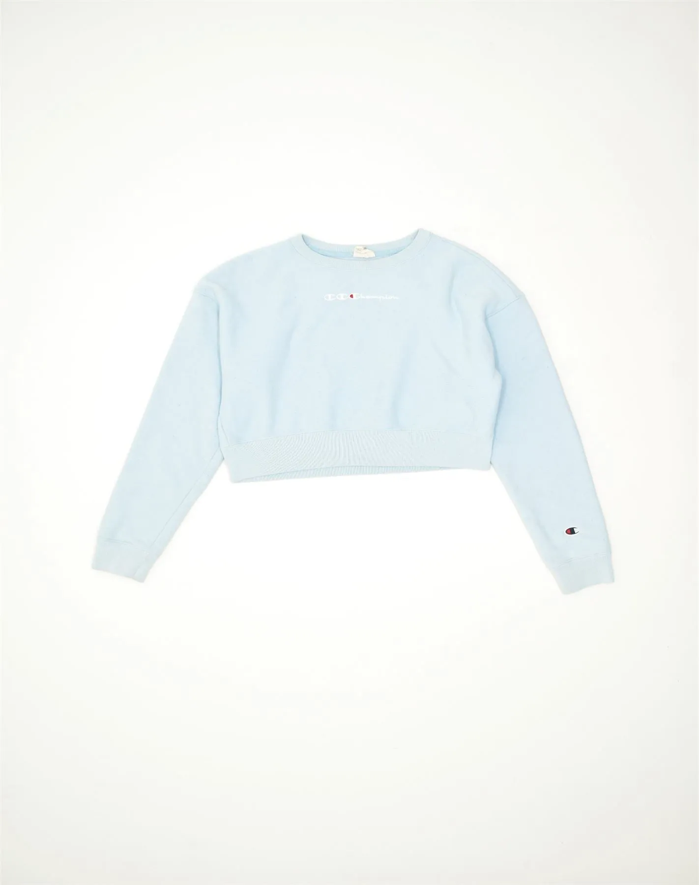 CHAMPION Womens Crop Sweatshirt Jumper UK 14 Medium Blue Cotton