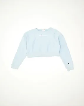 CHAMPION Womens Crop Sweatshirt Jumper UK 14 Medium Blue Cotton