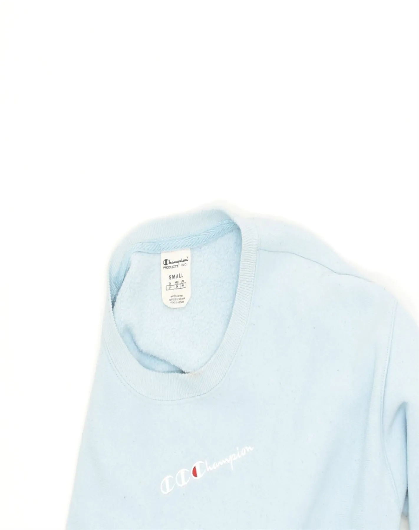 CHAMPION Womens Crop Sweatshirt Jumper UK 14 Medium Blue Cotton