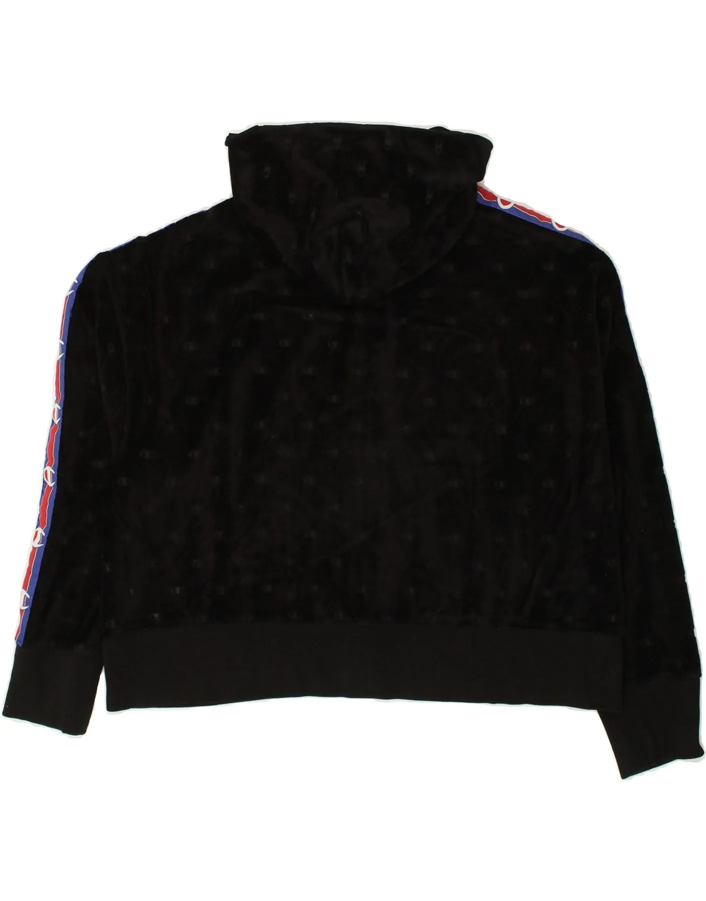 CHAMPION Womens Crop Zip Hoodie Sweater UK 14 Medium Black Cotton