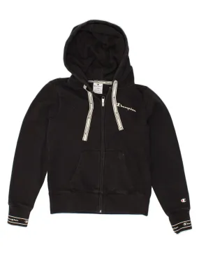 CHAMPION Womens Crop Zip Hoodie Sweater UK 6 XS Black Cotton