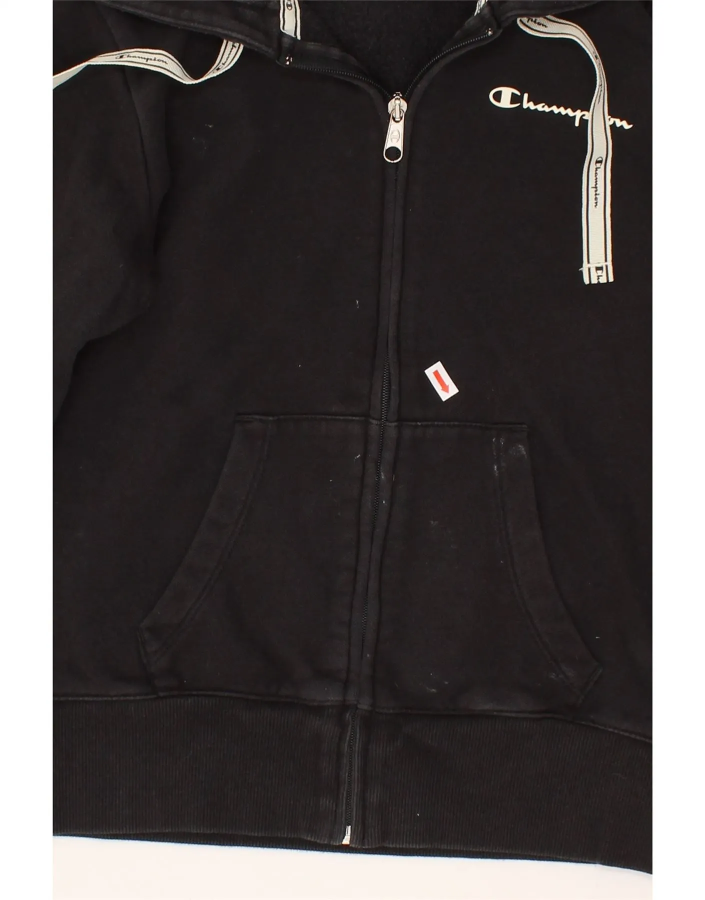 CHAMPION Womens Crop Zip Hoodie Sweater UK 6 XS Black Cotton