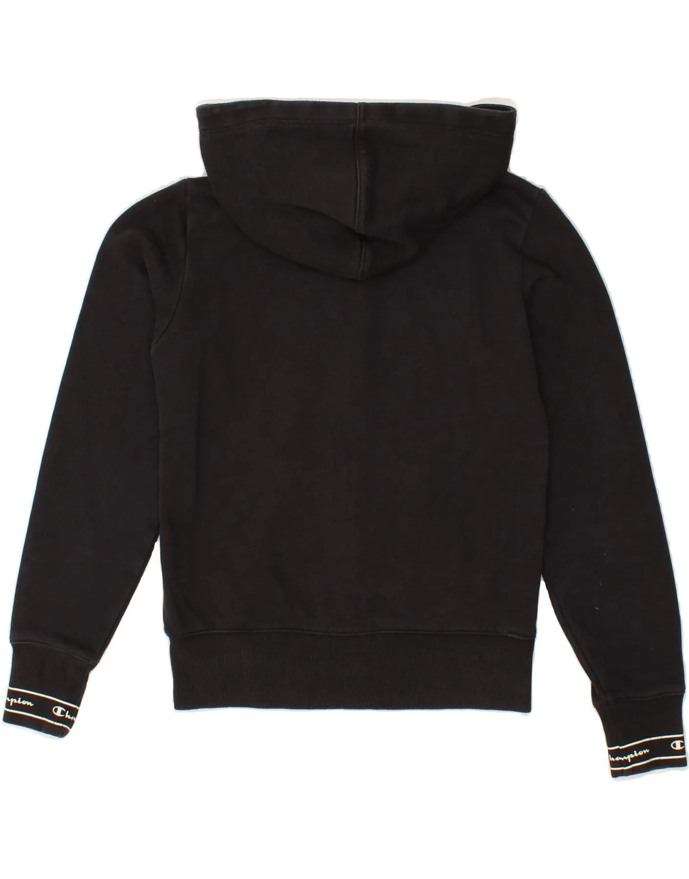 CHAMPION Womens Crop Zip Hoodie Sweater UK 6 XS Black Cotton