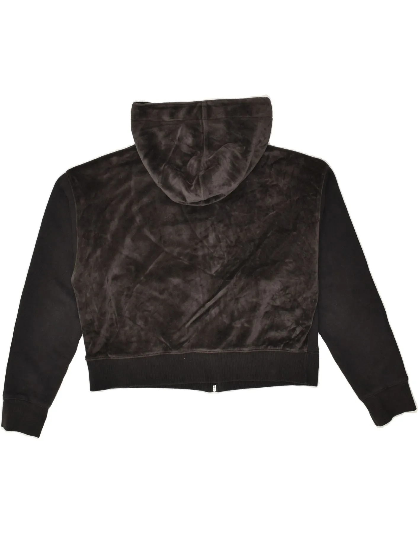 CHAMPION Womens Graphic Crop Zip Hoodie Sweater UK 14 Medium Black Cotton