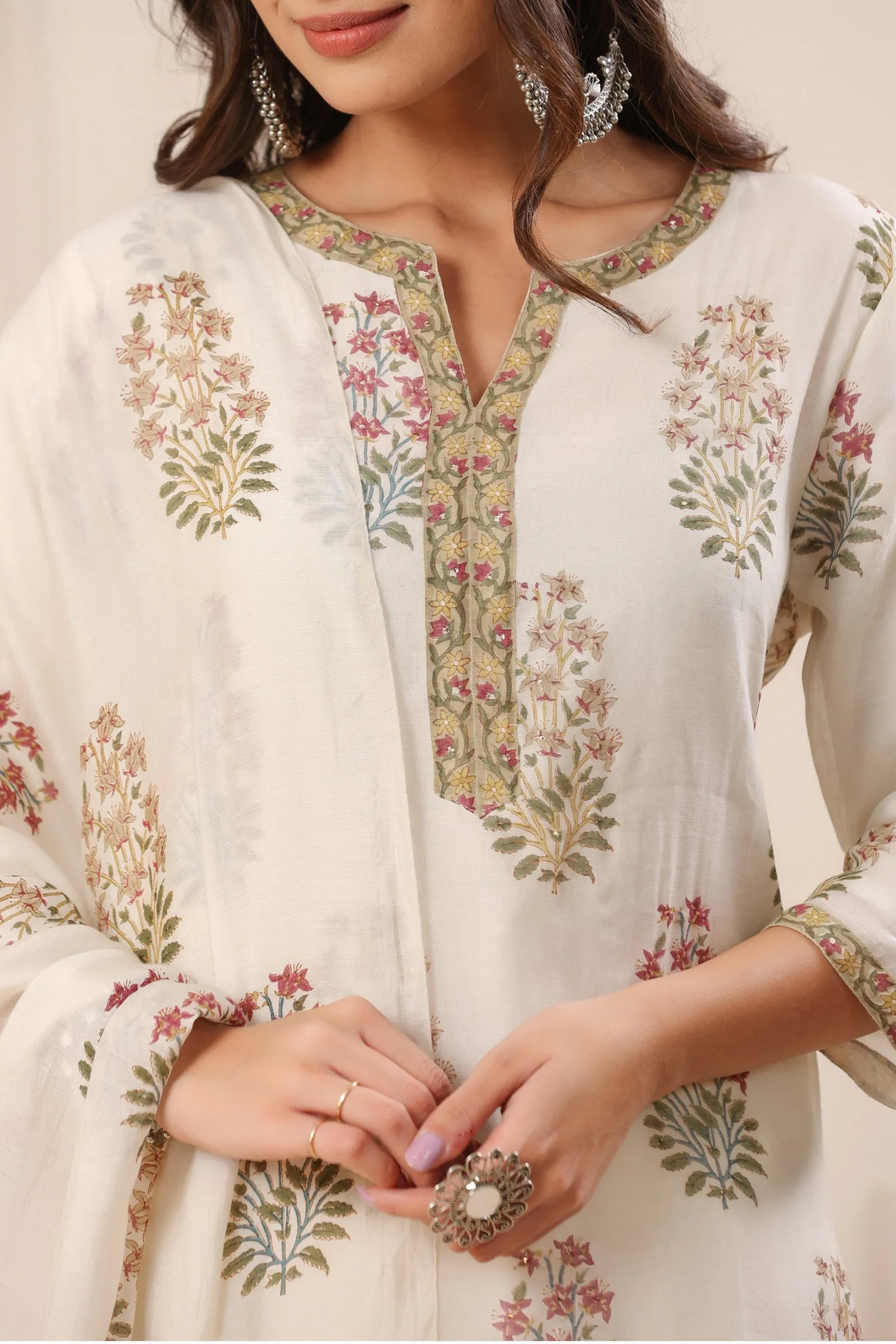 Chandani Chafiya Chanderi Hand Block Printed Dupatta