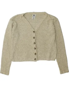 COLUMBIA Womens Crop Cardigan Sweater UK 14 Medium Khaki Flecked Cotton