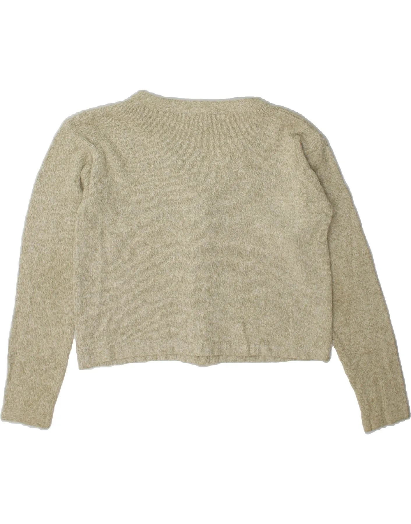 COLUMBIA Womens Crop Cardigan Sweater UK 14 Medium Khaki Flecked Cotton
