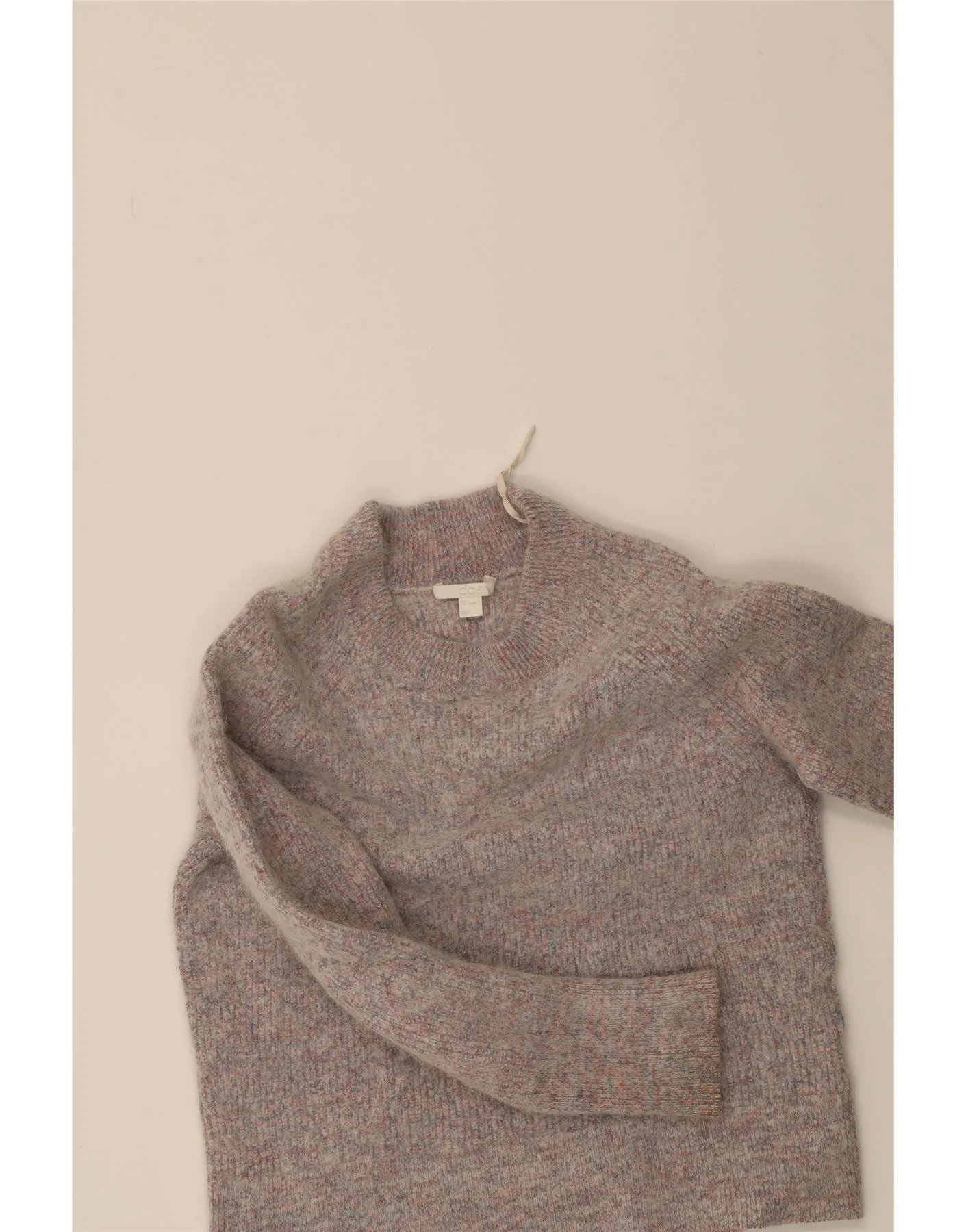 COS Womens Crop Boat Neck Jumper Sweater UK 10 Small Grey Cotton