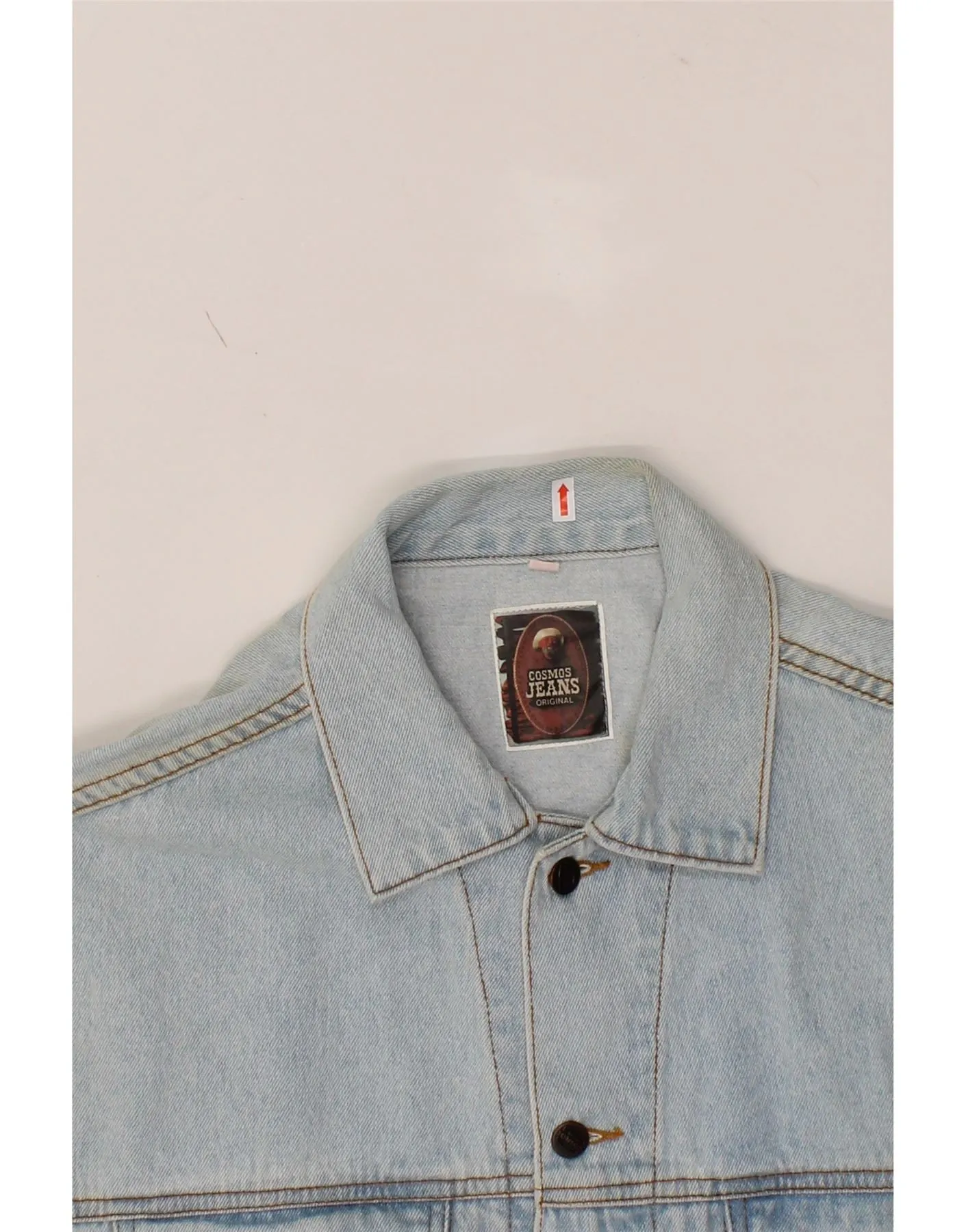 COSMOS Mens Denim Gilet UK 40 Large Blue Cotton