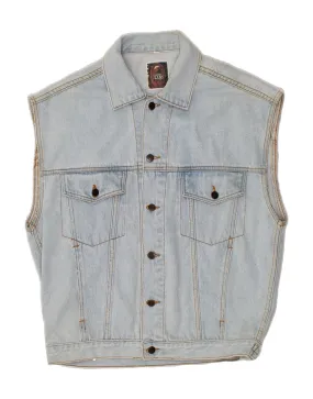 COSMOS Mens Denim Gilet UK 40 Large Blue Cotton