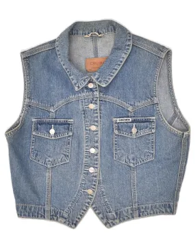 CROWN Womens Denim Gilet UK 14 Medium Blue Cotton