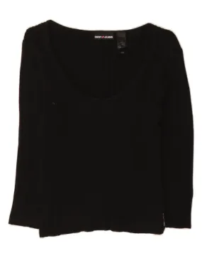 DKNY Womens Crop Boat Neck Jumper Sweater UK 10 Small Black Cotton