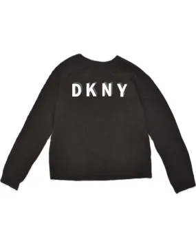 DKNY Womens Crop Graphic Sweatshirt Jumper UK 12 Medium Black Cotton