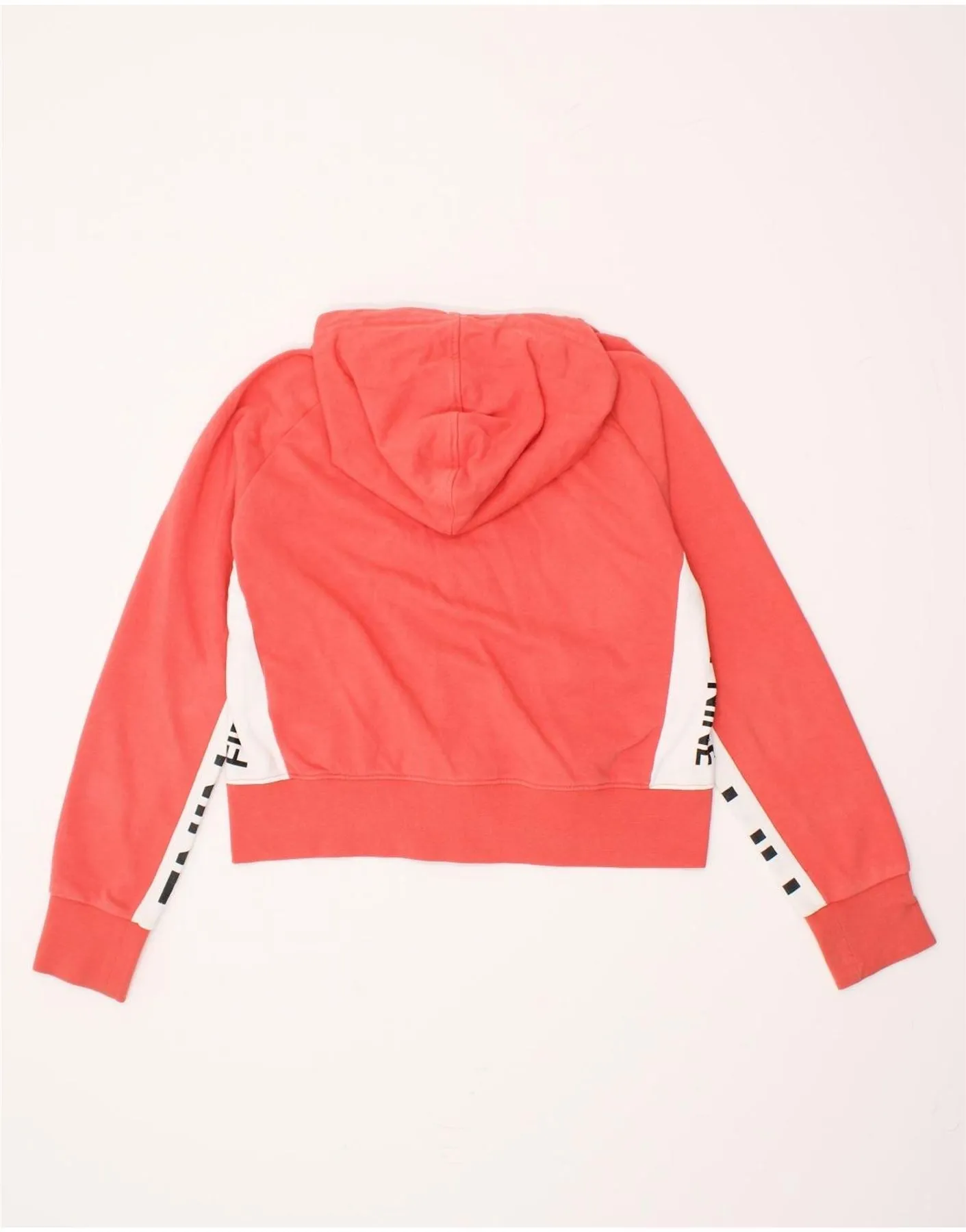 ELLESSE Womens Crop Graphic Zip Hoodie Sweater UK 16 Large Orange Cotton