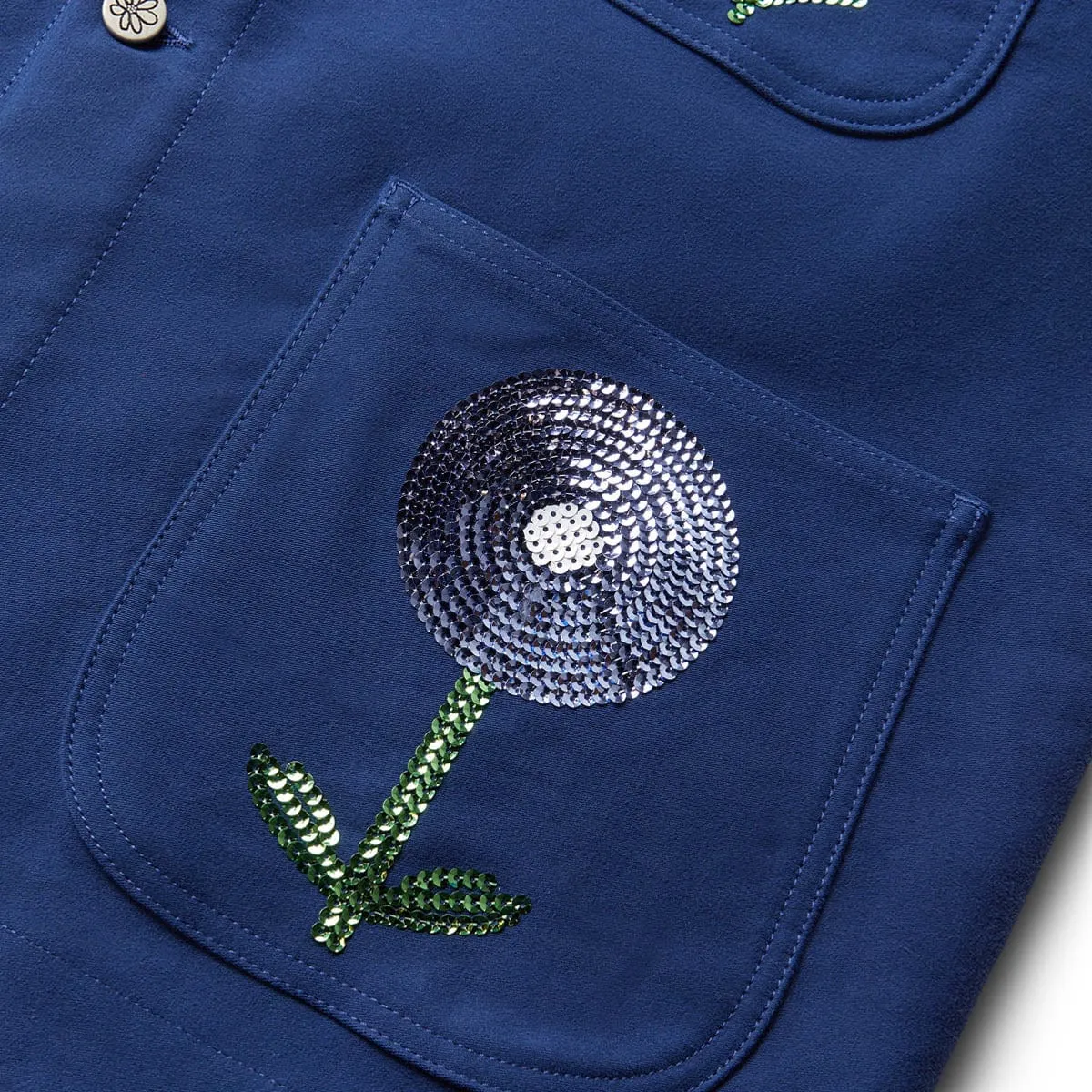 EMBROIDERED WORKWEAR DENIM CHORE COAT