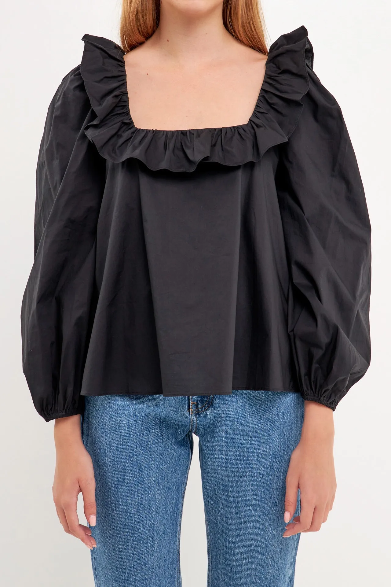 English Factory - Square Neck Long Sleeve Top