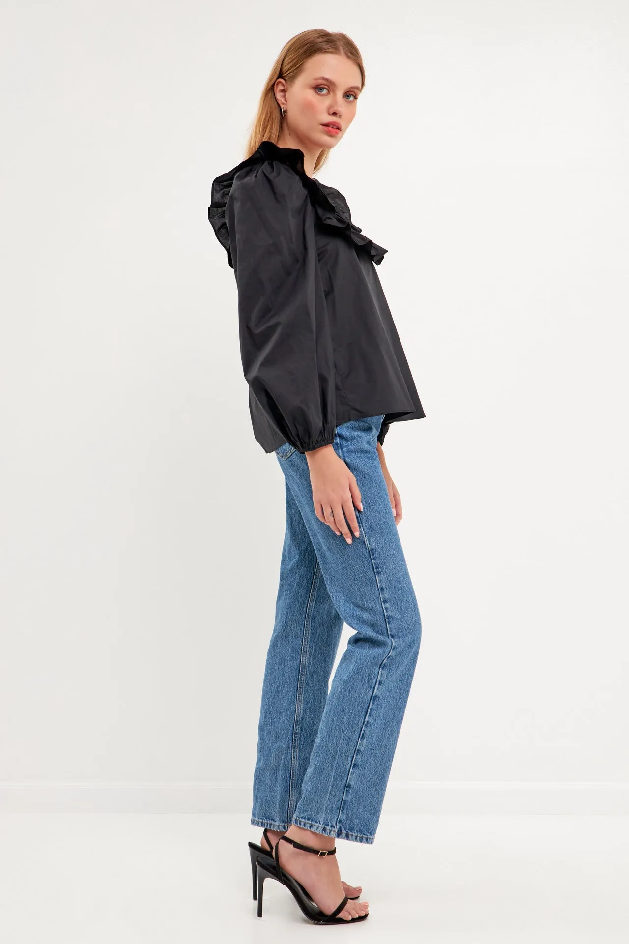 English Factory - Square Neck Long Sleeve Top