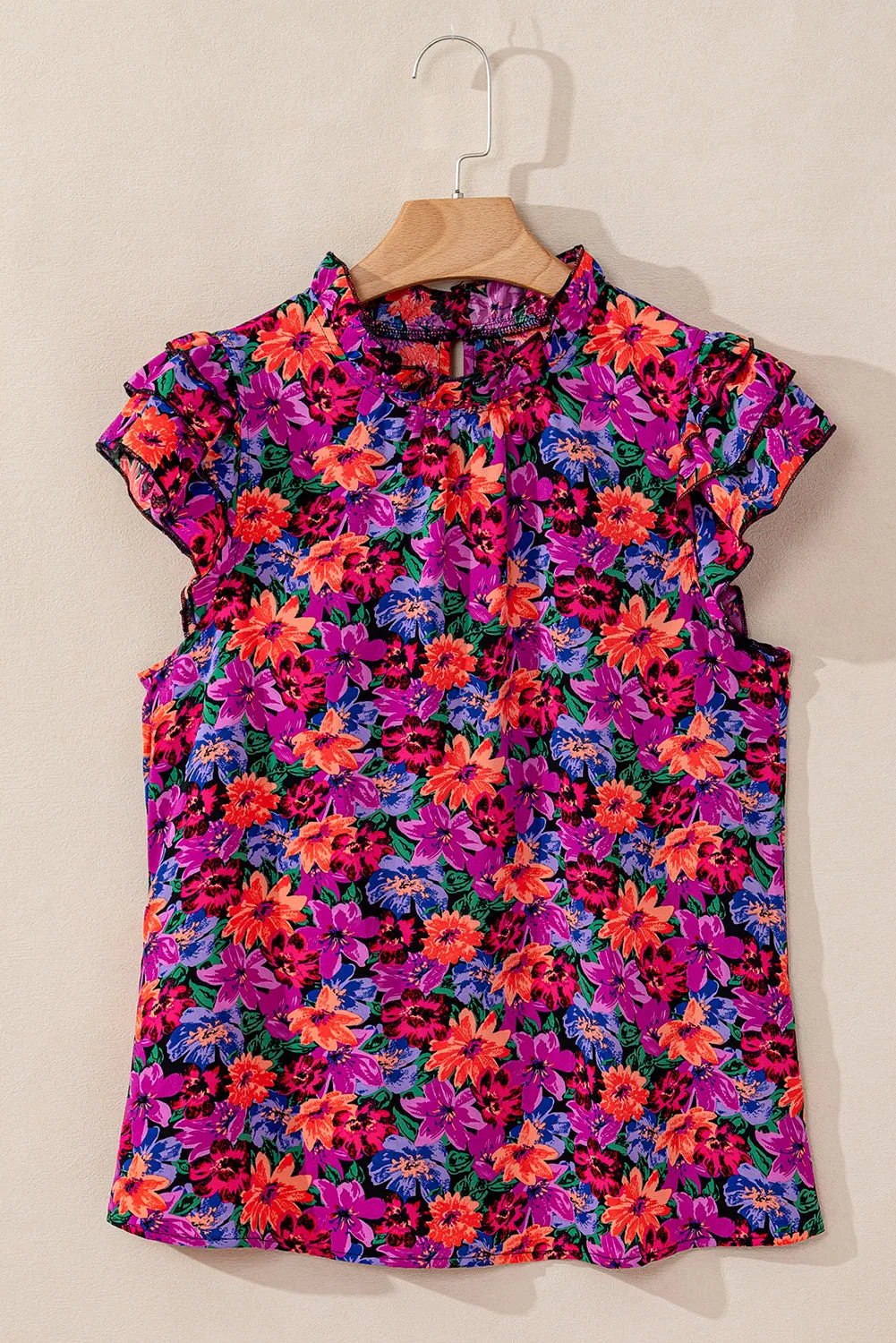 Gothic Outlaws Boho Floral Print Ruffle Sleeve Blouse 🌼 – Where Floral Meets Flirty & Fierce