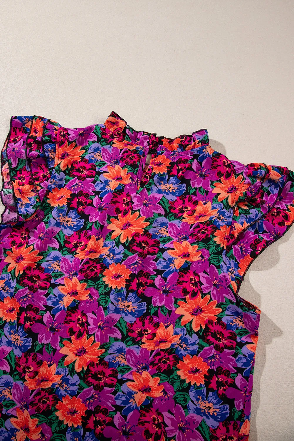 Gothic Outlaws Boho Floral Print Ruffle Sleeve Blouse 🌼 – Where Floral Meets Flirty & Fierce