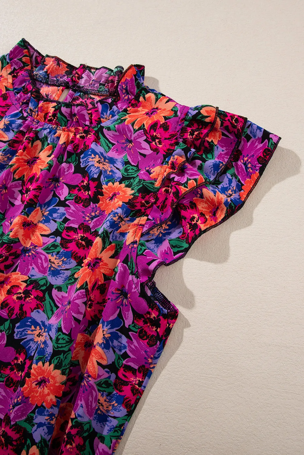 Gothic Outlaws Boho Floral Print Ruffle Sleeve Blouse 🌼 – Where Floral Meets Flirty & Fierce